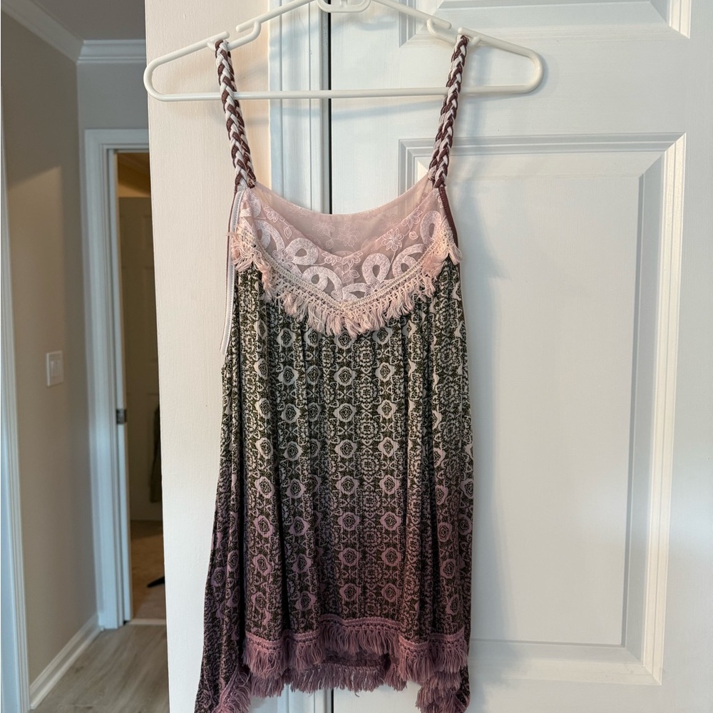 Vintage Pink and Black Lace Top